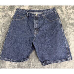 Wrangler Mens Blue Denim Carpenter Jean Shorts Size 38 Relaxed Fit